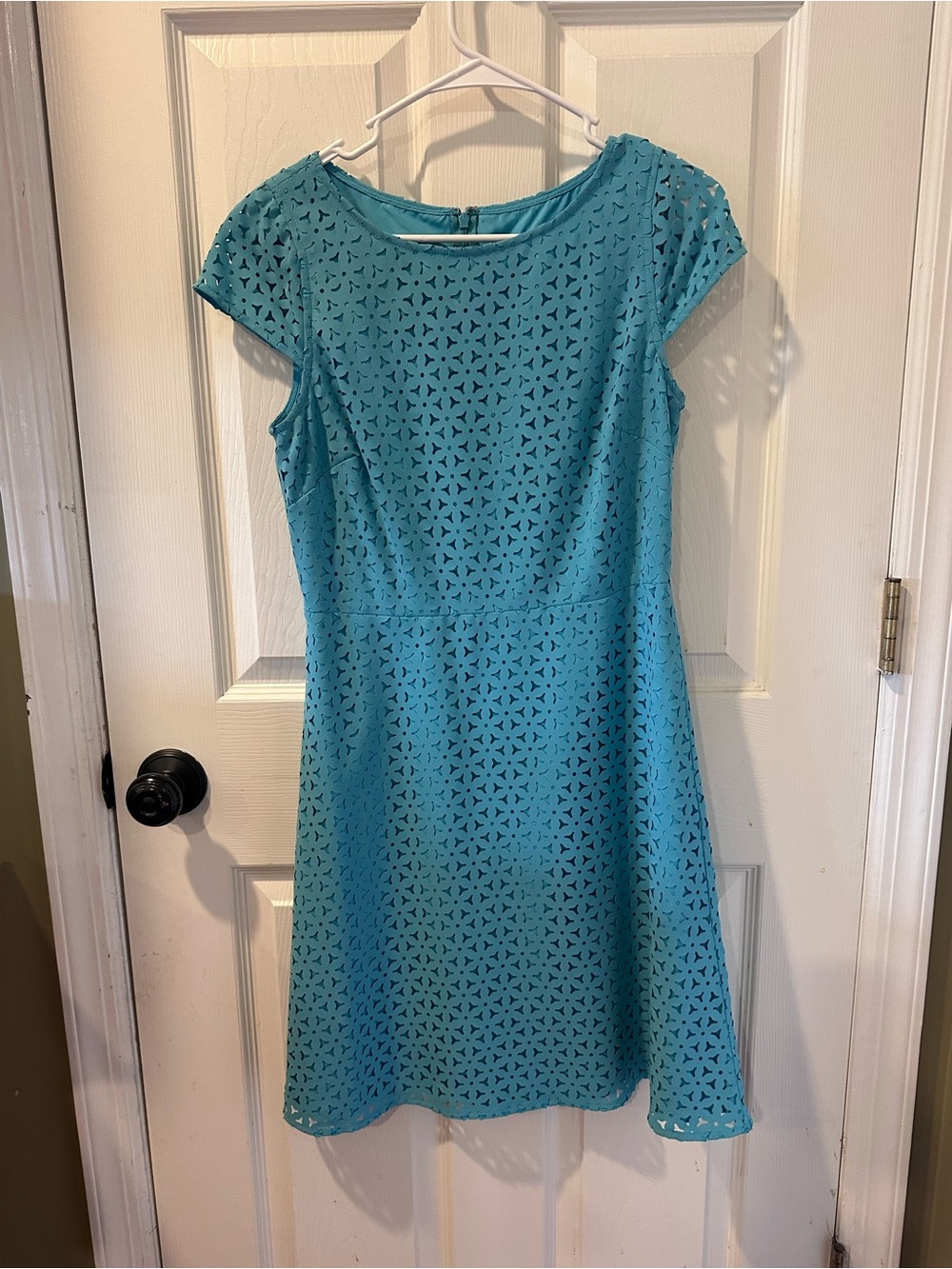 J Crew Turquoise Eyelet Die Cut Fit-and-Flare Dress - Women